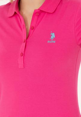 Kadın Fuşya Polo Yaka Tişört - 50262716233