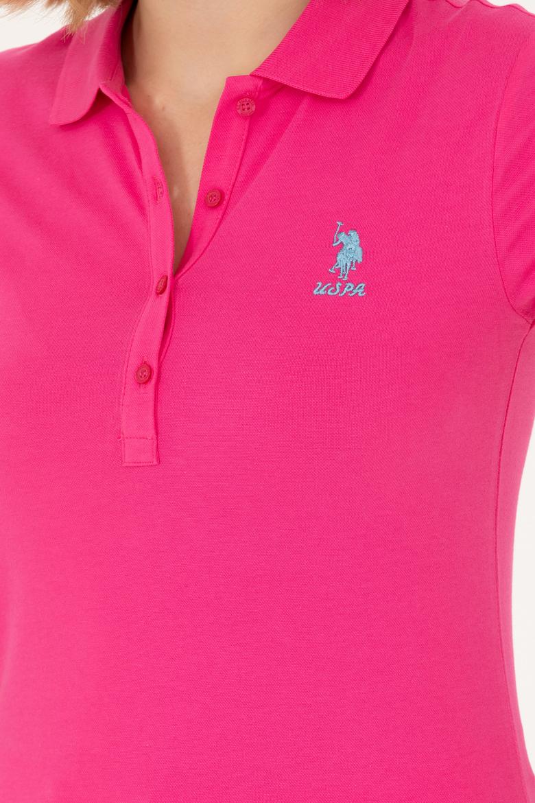 Kadın Fuşya Polo Yaka Tişört - 50262716233