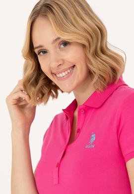 Kadın Fuşya Polo Yaka Tişört - 50262716233