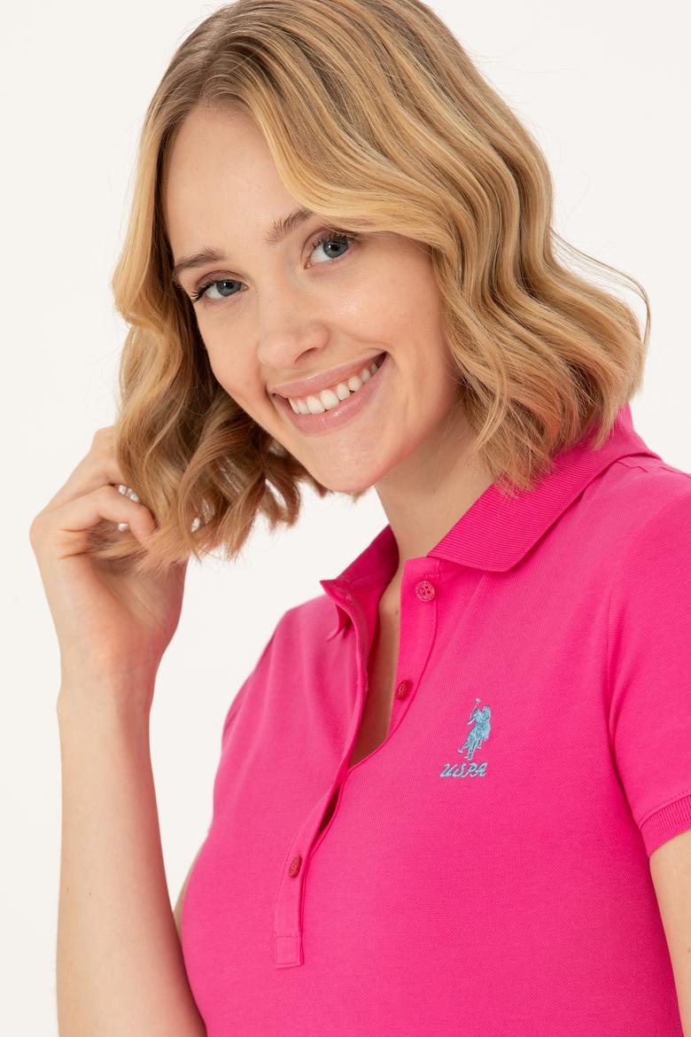Kadın Fuşya Polo Yaka Tişört - 50262716233