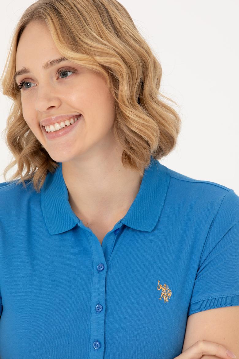 Kadın Saks Polo Yaka Tişört - 50262716255