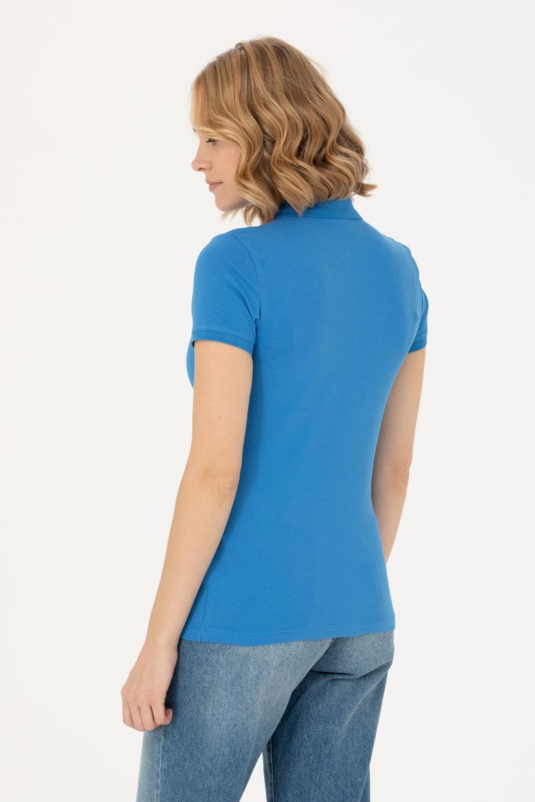 Kadın Saks Polo Yaka Tişört - 50262716255