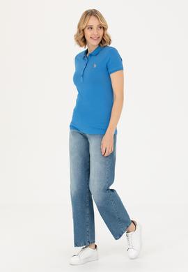 Kadın Saks Polo Yaka Tişört - 50262716255