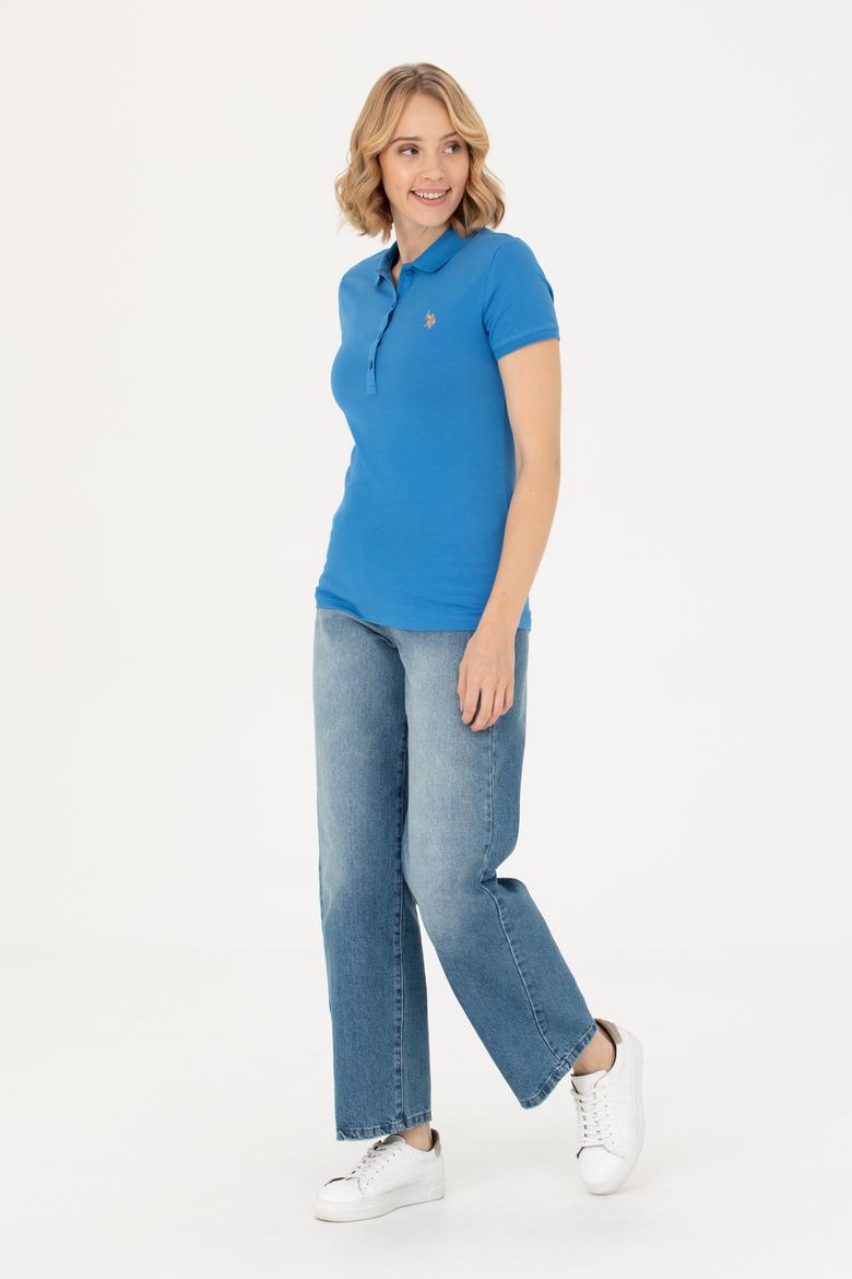 Kadın Saks Polo Yaka Tişört - 50262716255