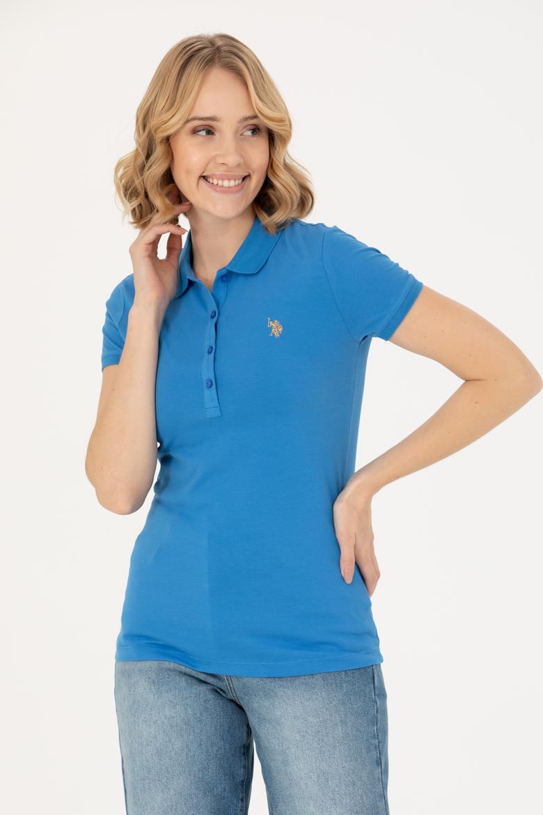 Kadın Saks Polo Yaka Tişört