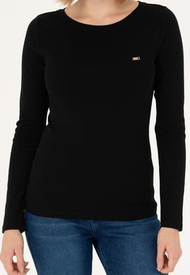 Kadın Siyah Kayık Yaka Sweatshirt - 50266364069