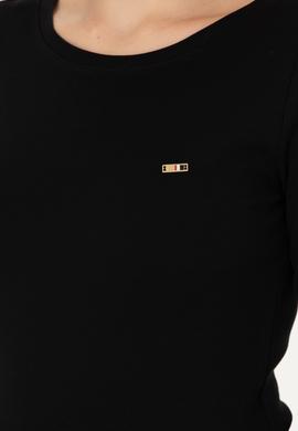 Kadın Siyah Kayık Yaka Sweatshirt - 50266364069