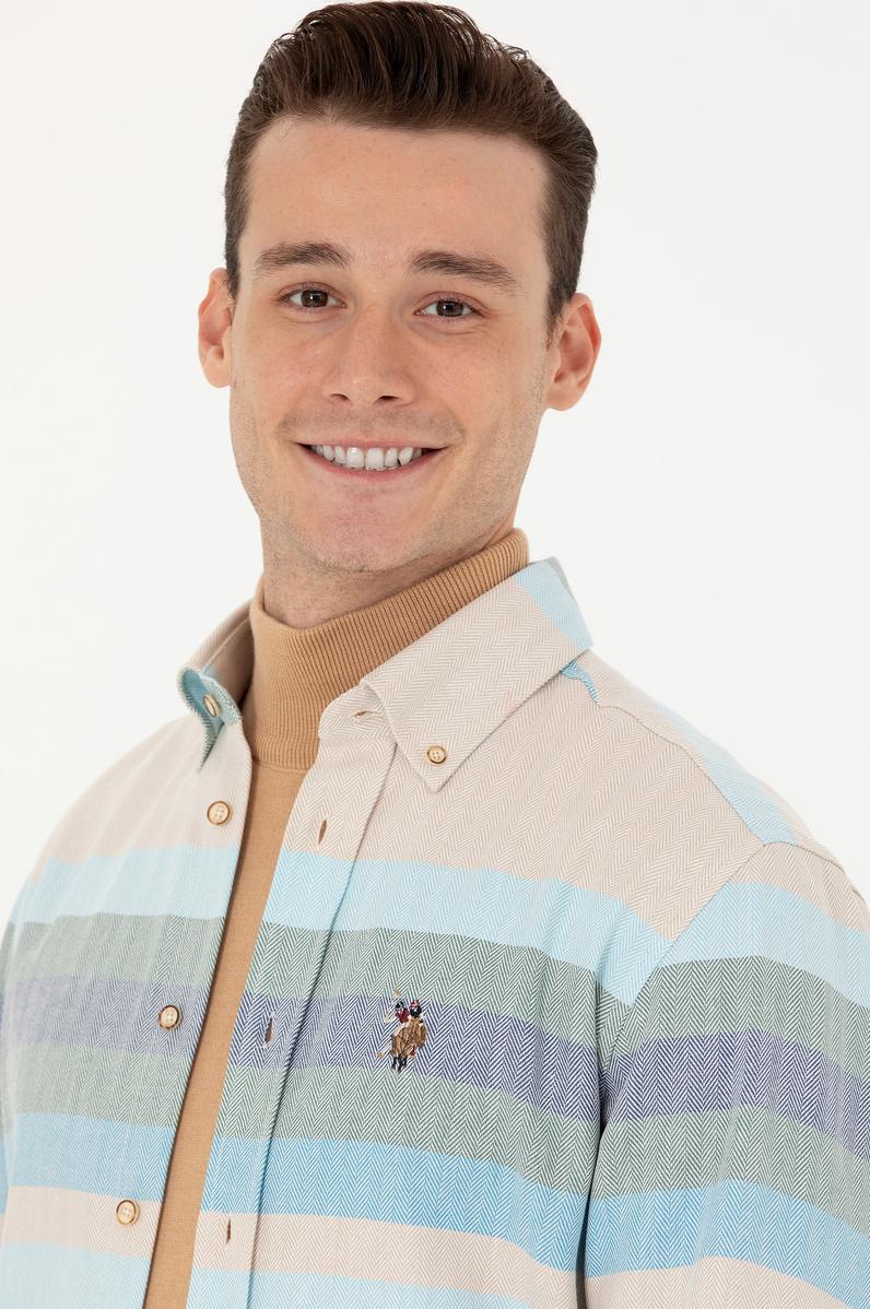 Erkek Mavi Uzun Kollu Gömlek
