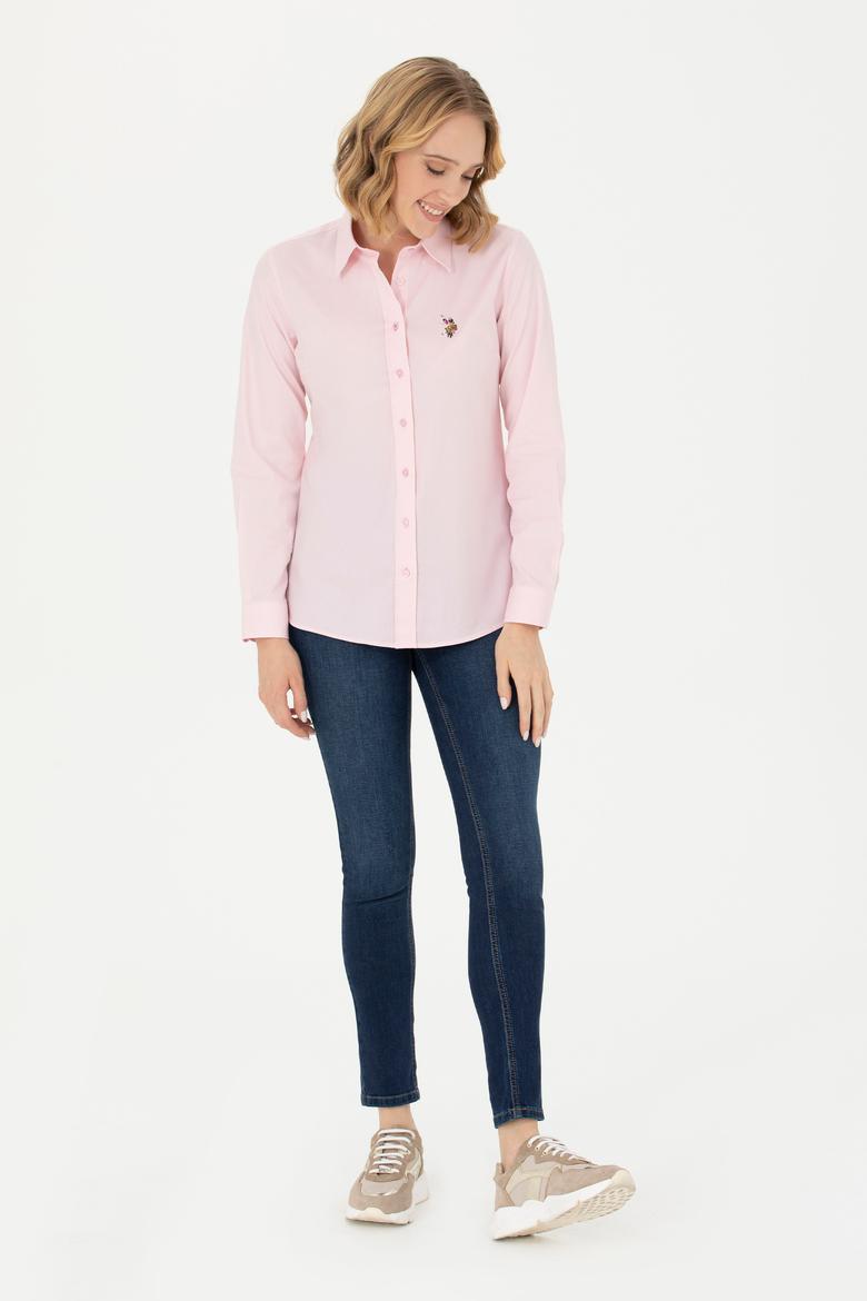 Kadın Pembe Uzun Kollu Basic Gömlek - 50262849035