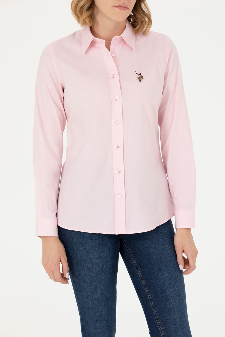 Kadın Pembe Uzun Kollu Basic Gömlek - 50262849035