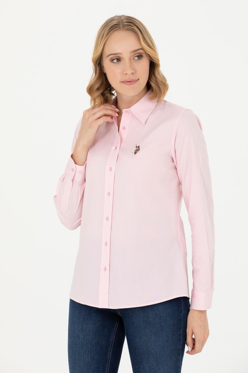 Kadın Pembe Uzun Kollu Basic Gömlek