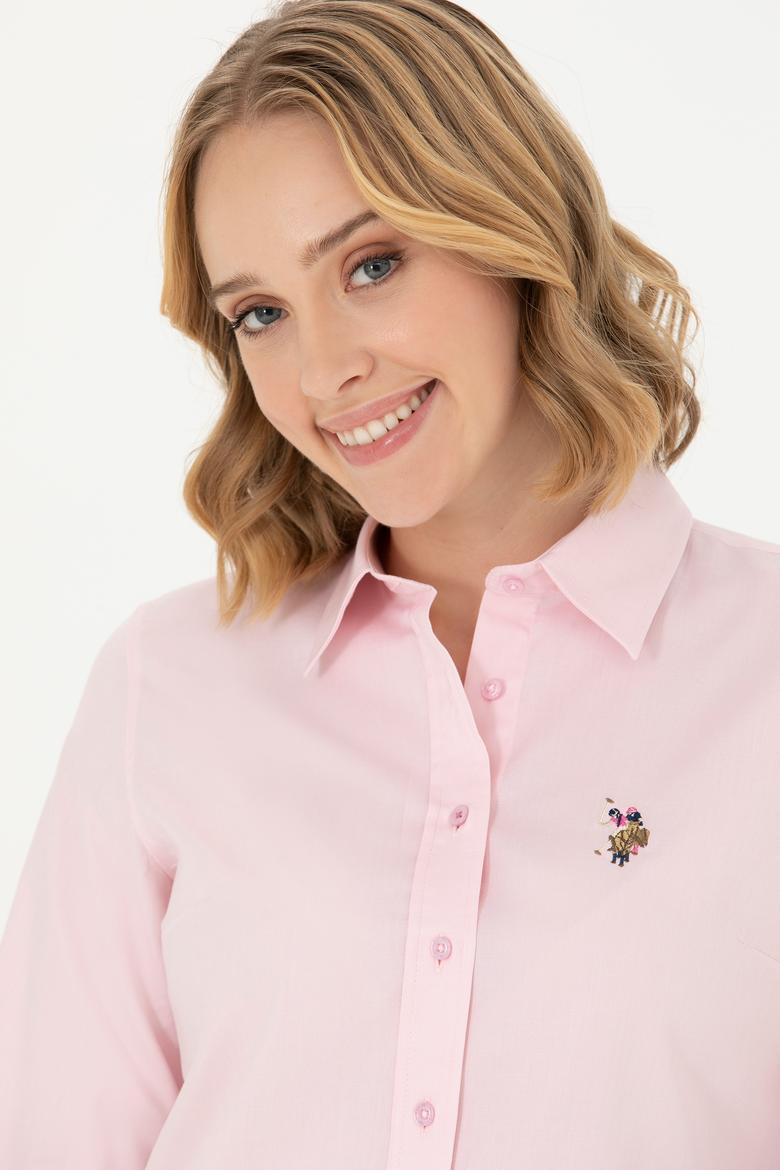 Kadın Pembe Uzun Kollu Basic Gömlek - 50262849035