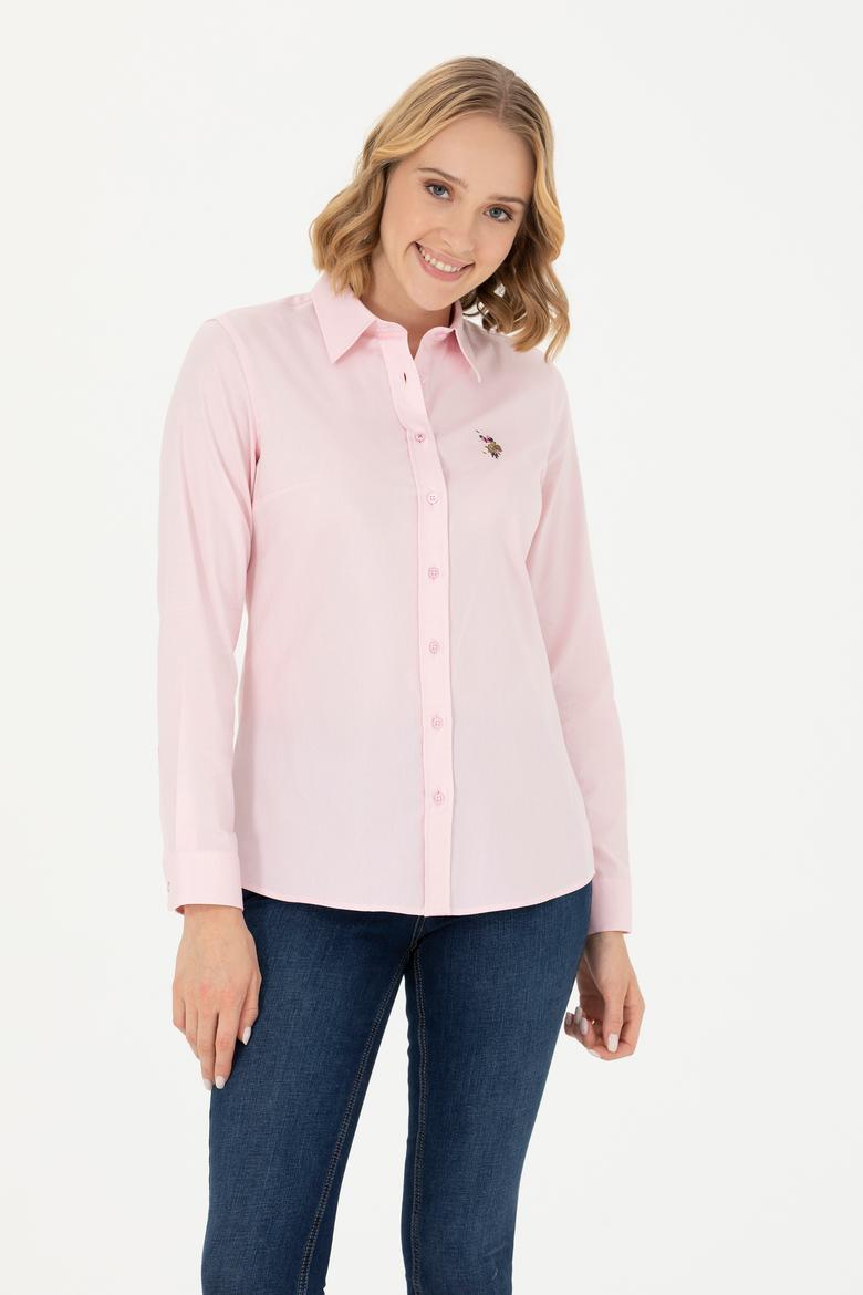 Kadın Pembe Uzun Kollu Basic Gömlek - 50262849035