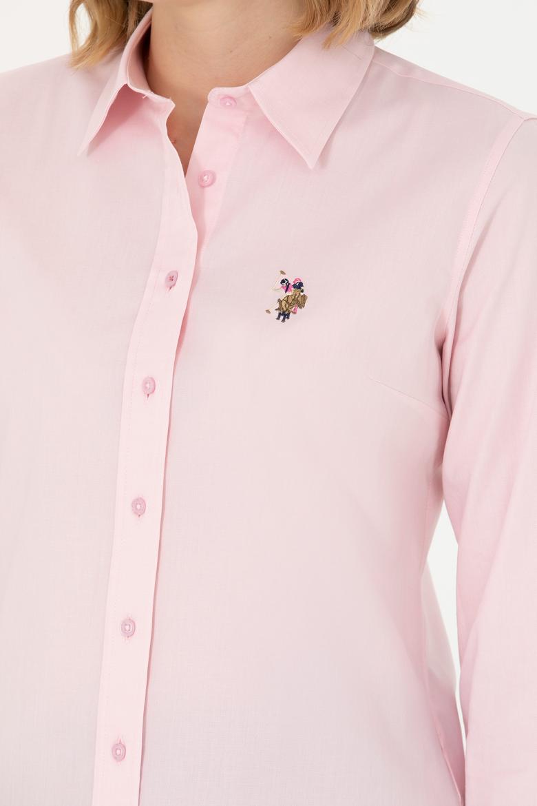 Kadın Pembe Uzun Kollu Basic Gömlek - 50262849035