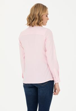 Kadın Pembe Uzun Kollu Basic Gömlek - 50262849035