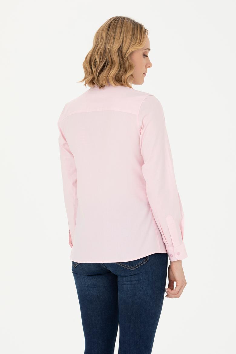 Kadın Pembe Uzun Kollu Basic Gömlek - 50262849035