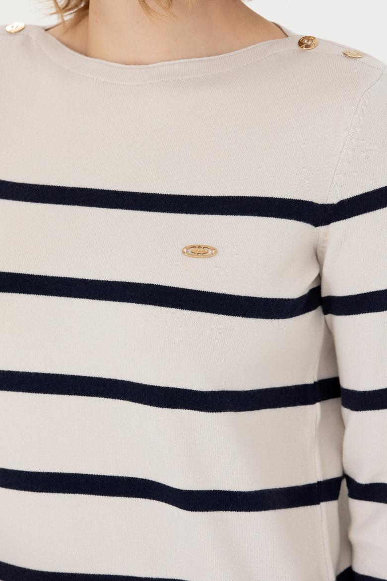 Kadın Krem Bisiklet Yaka Kazak - 50269500015