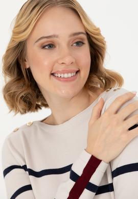 Kadın Krem Bisiklet Yaka Kazak - 50269500015