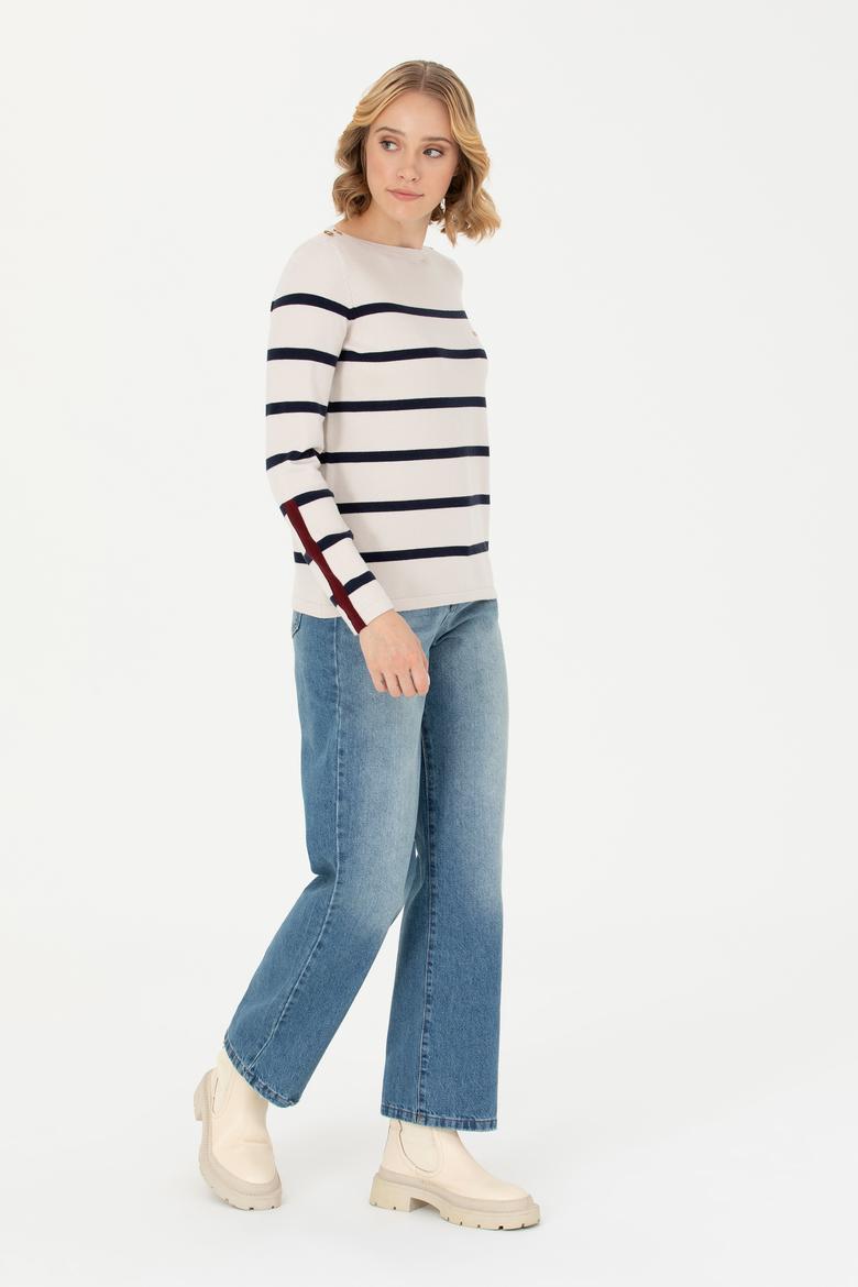 Kadın Krem Bisiklet Yaka Kazak - 50269500015