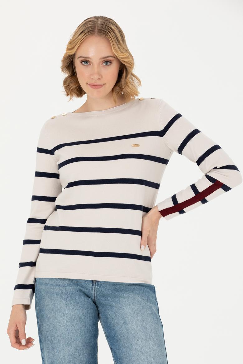 Kadın Krem Bisiklet Yaka Kazak - 50269500015