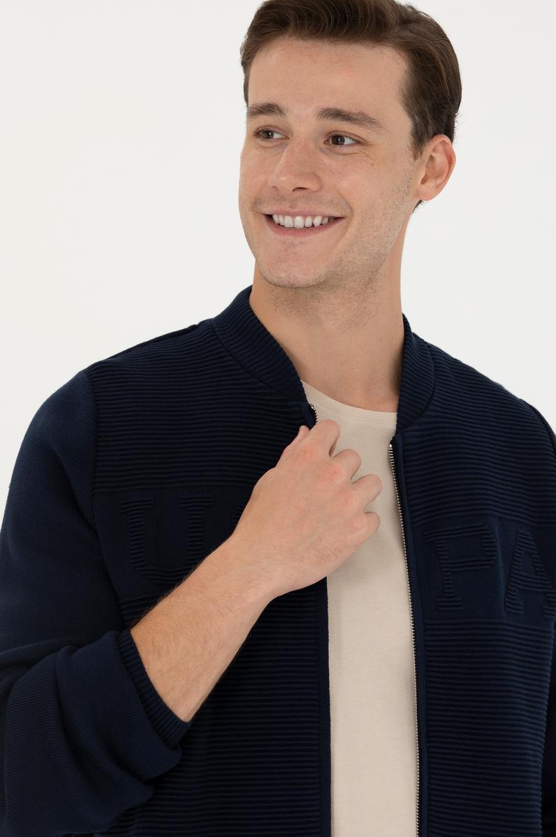 Erkek Lacivert Triko Hırka