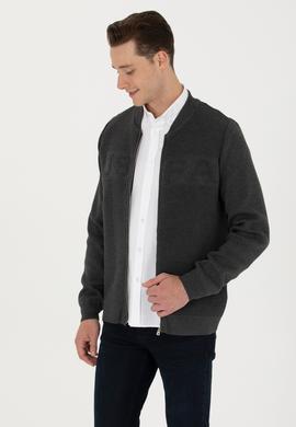 Erkek Antrasit Melanj Triko Hırka - 50271034019