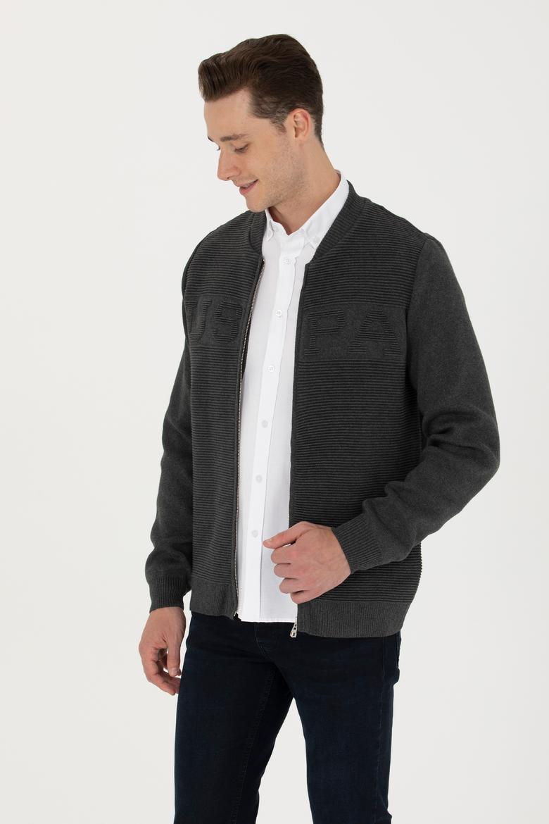 Erkek Antrasit Melanj Triko Hırka - 50271034019