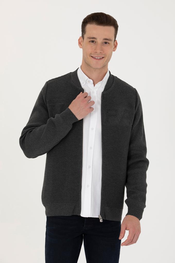 Erkek Antrasit Melanj Triko Hırka