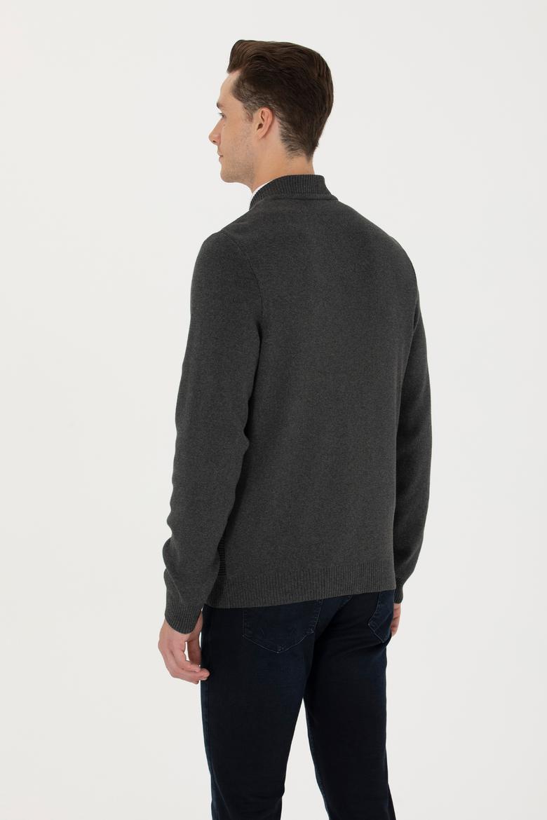 Erkek Antrasit Melanj Triko Hırka - 50271034019