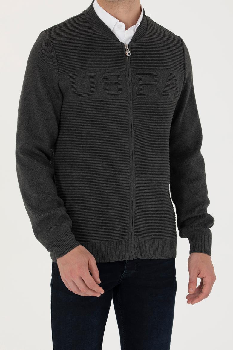 Erkek Antrasit Melanj Triko Hırka - 50271034019