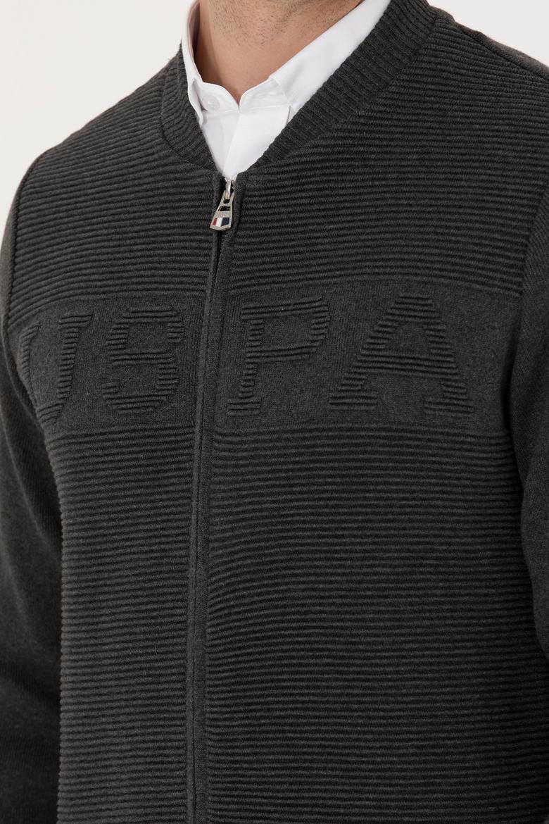 Erkek Antrasit Melanj Triko Hırka - 50271034019