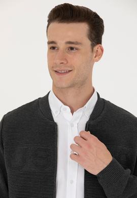 Erkek Antrasit Melanj Triko Hırka - 50271034019