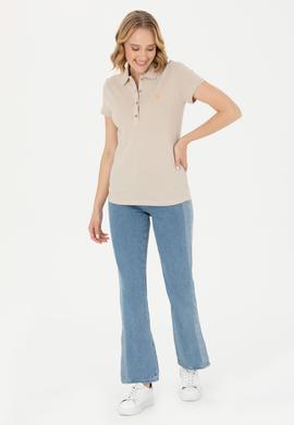 Kadın Taş Basic Polo Yaka Tişört - 50262675150