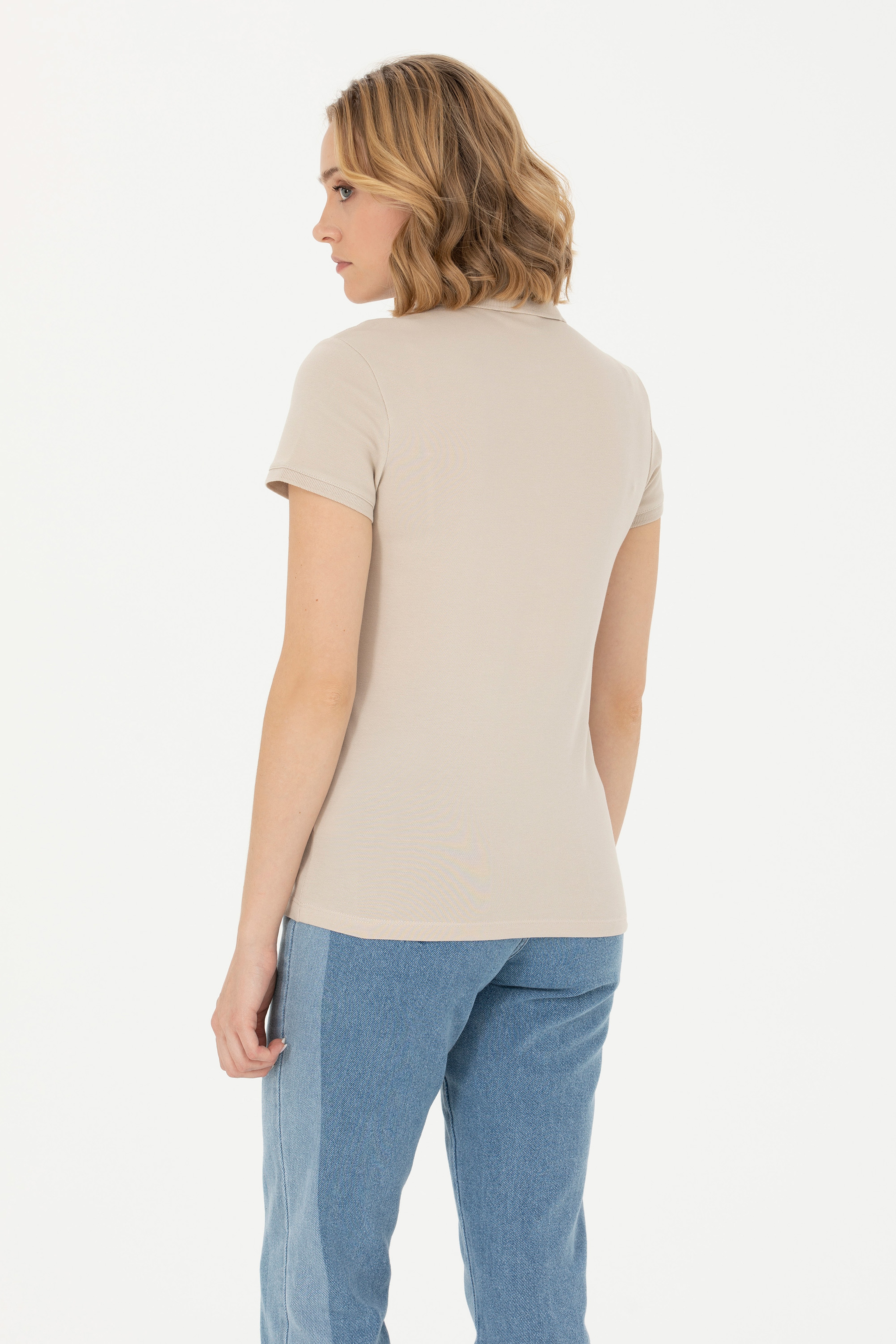 Kadın Taş Basic Polo Yaka Tişört