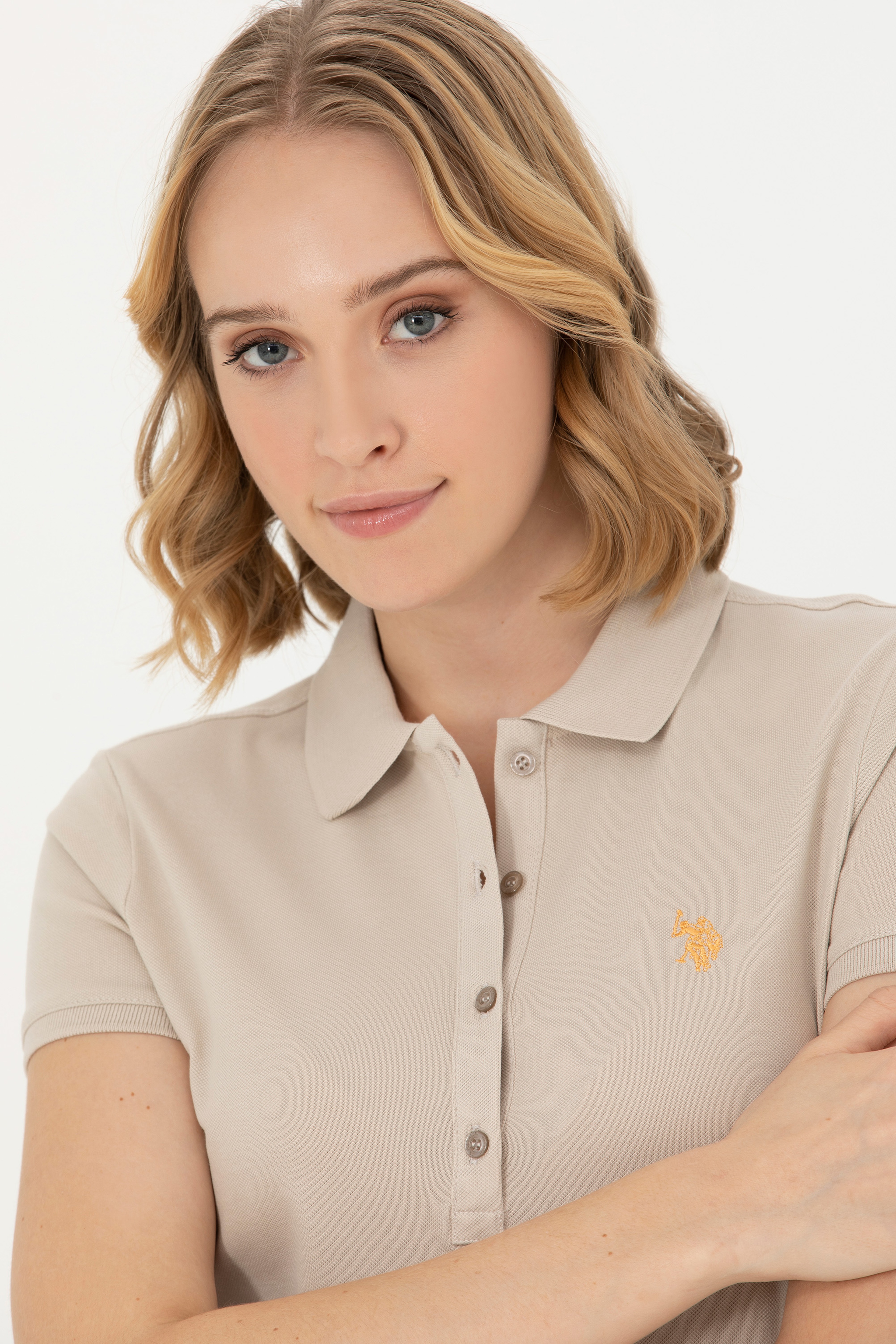 Kadın Taş Basic Polo Yaka Tişört