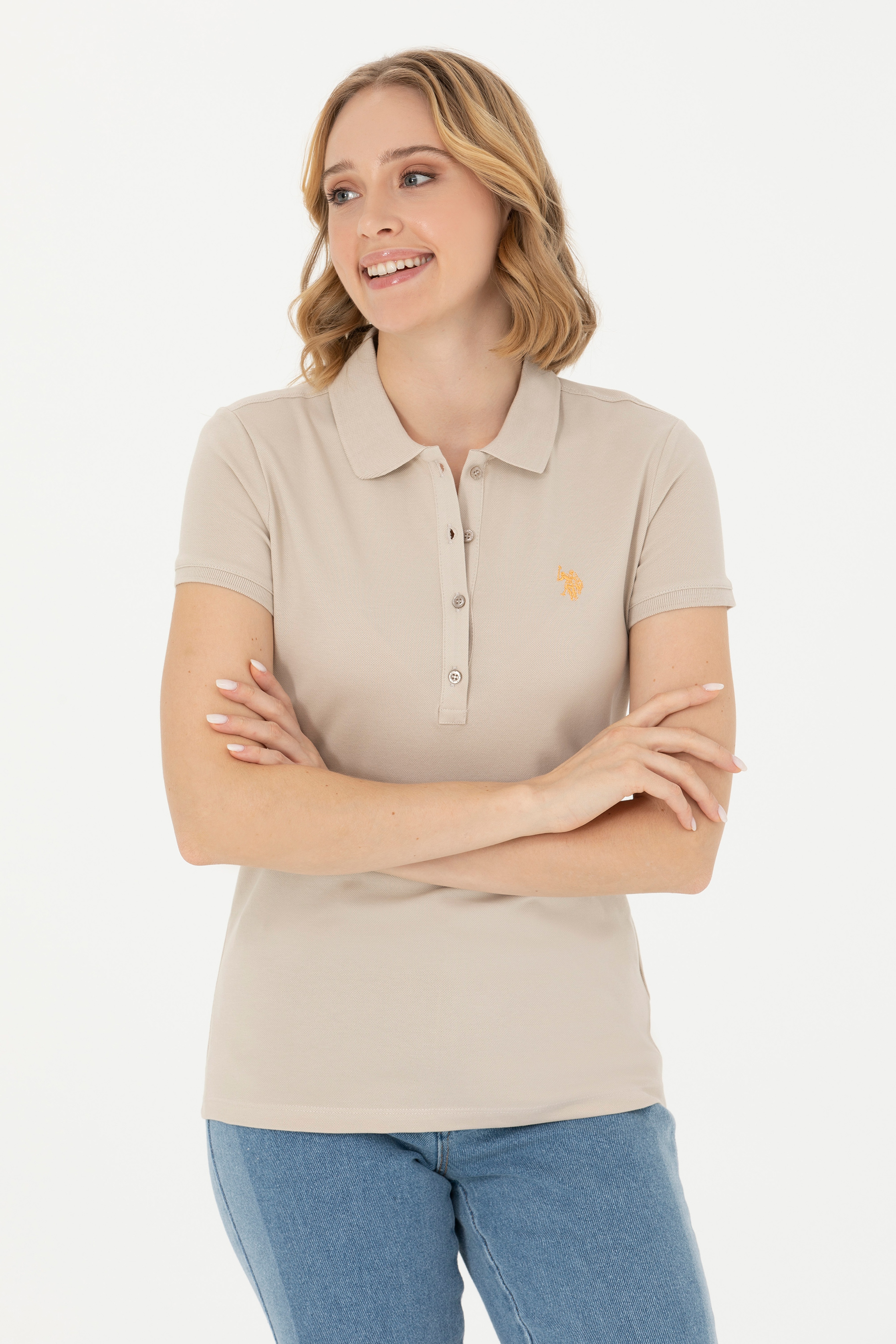 Kadın Taş Basic Polo Yaka Tişört - Image 1