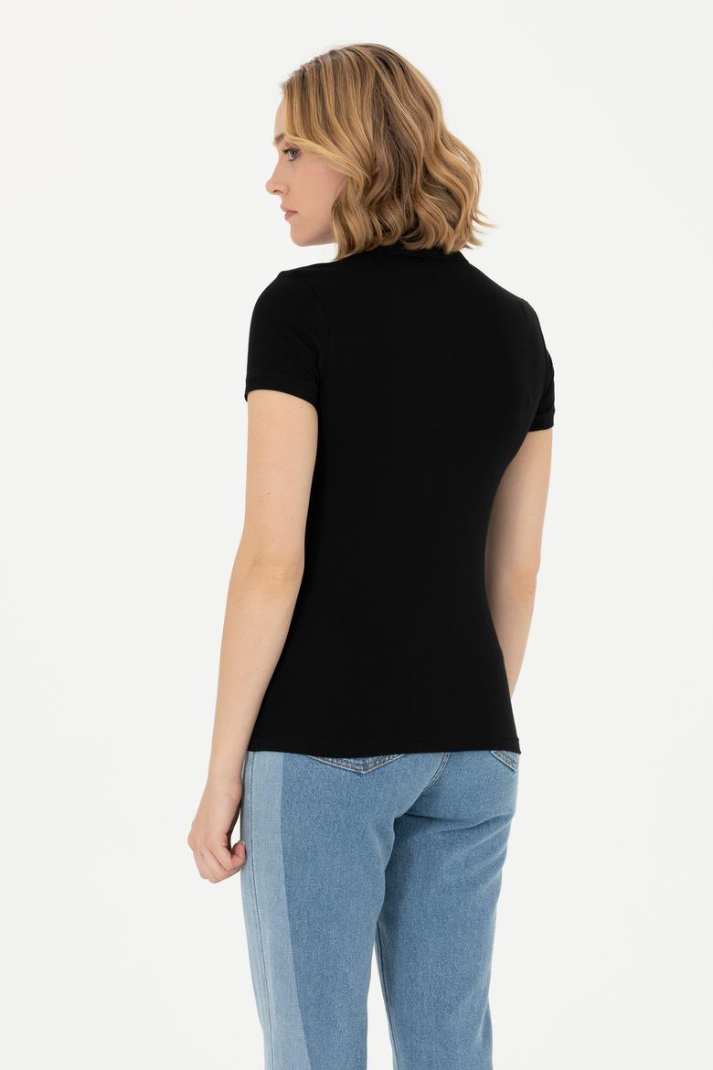 Kadın Siyah Basic Tişört - 50262694041