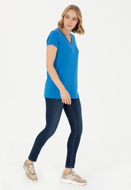 Kadın Saks Basic Tişört - 50262610119