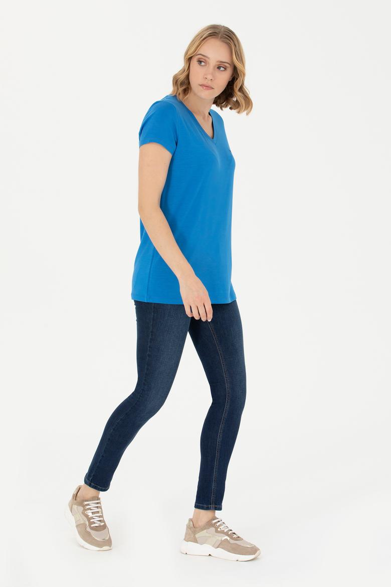 Kadın Saks Basic Tişört - 50262610119