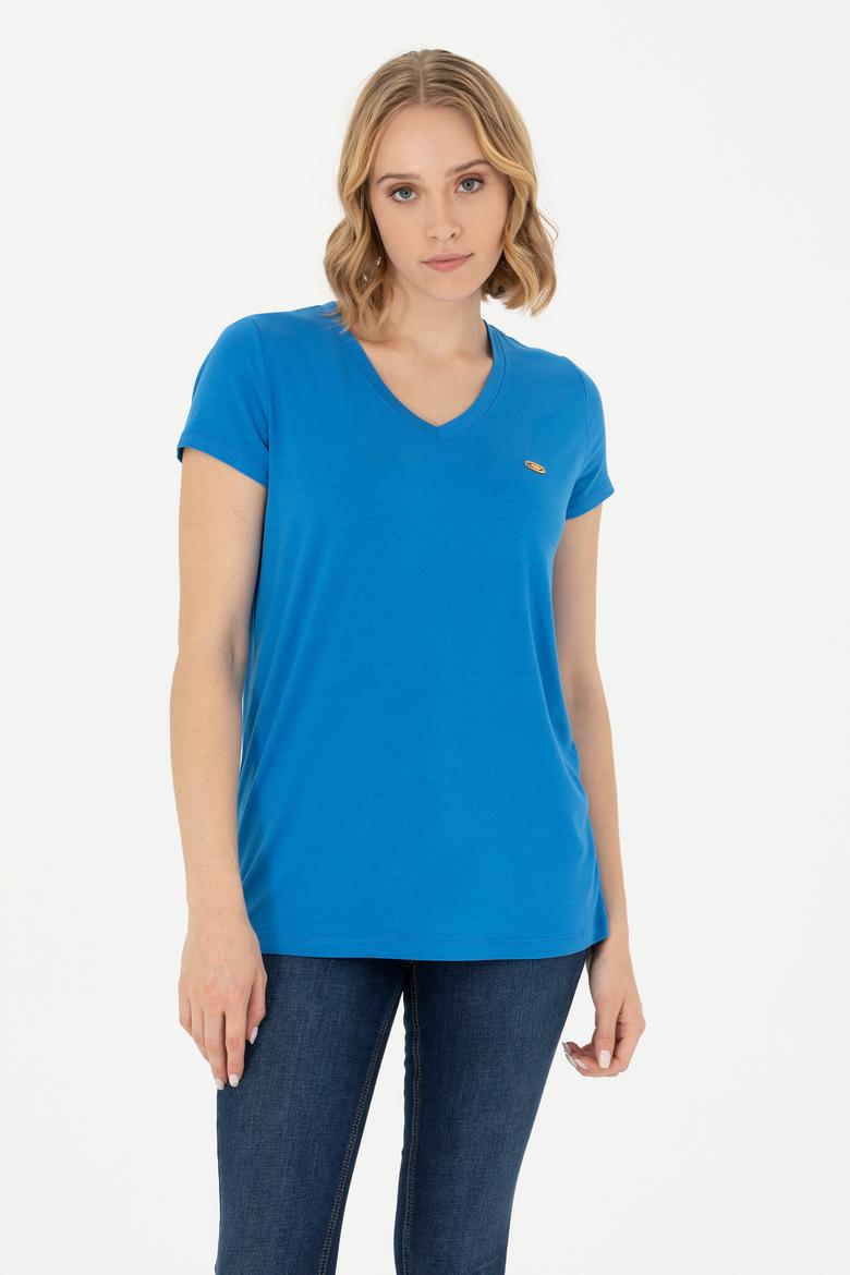 Kadın Saks Basic Tişört