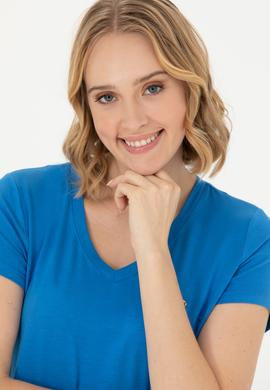 Kadın Saks Basic Tişört - 50262610119