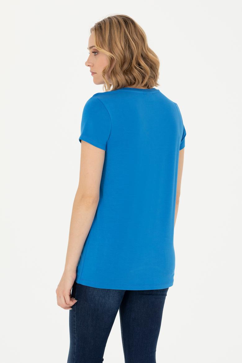 Kadın Saks Basic Tişört - 50262610119