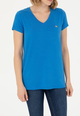 Kadın Saks Basic Tişört - 50262610119