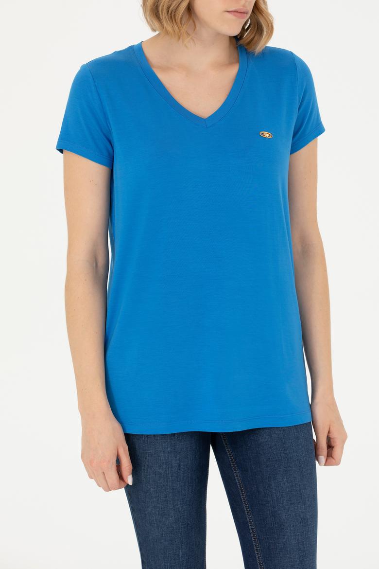 Kadın Saks Basic Tişört - 50262610119