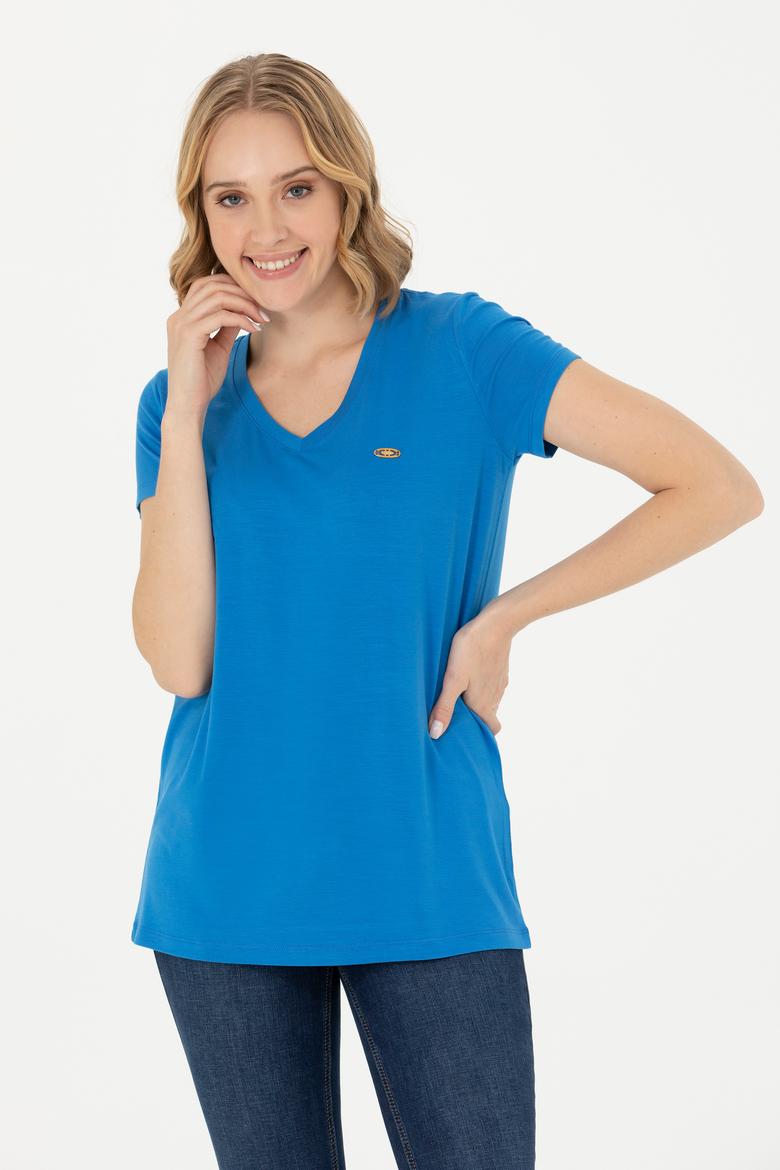 Kadın Saks Basic Tişört - 50262610119