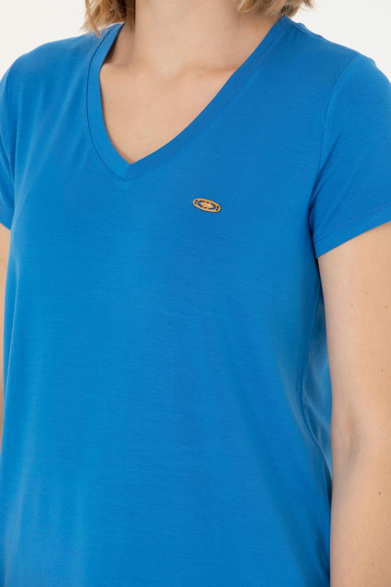 Kadın Saks Basic Tişört - 50262610119