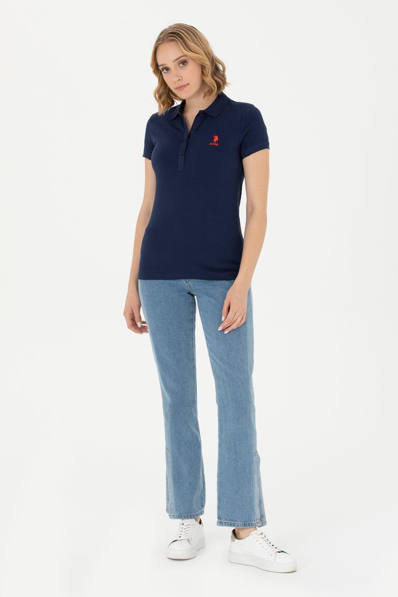 Kadın Lacivert Polo Yaka Tişört - 50262716012