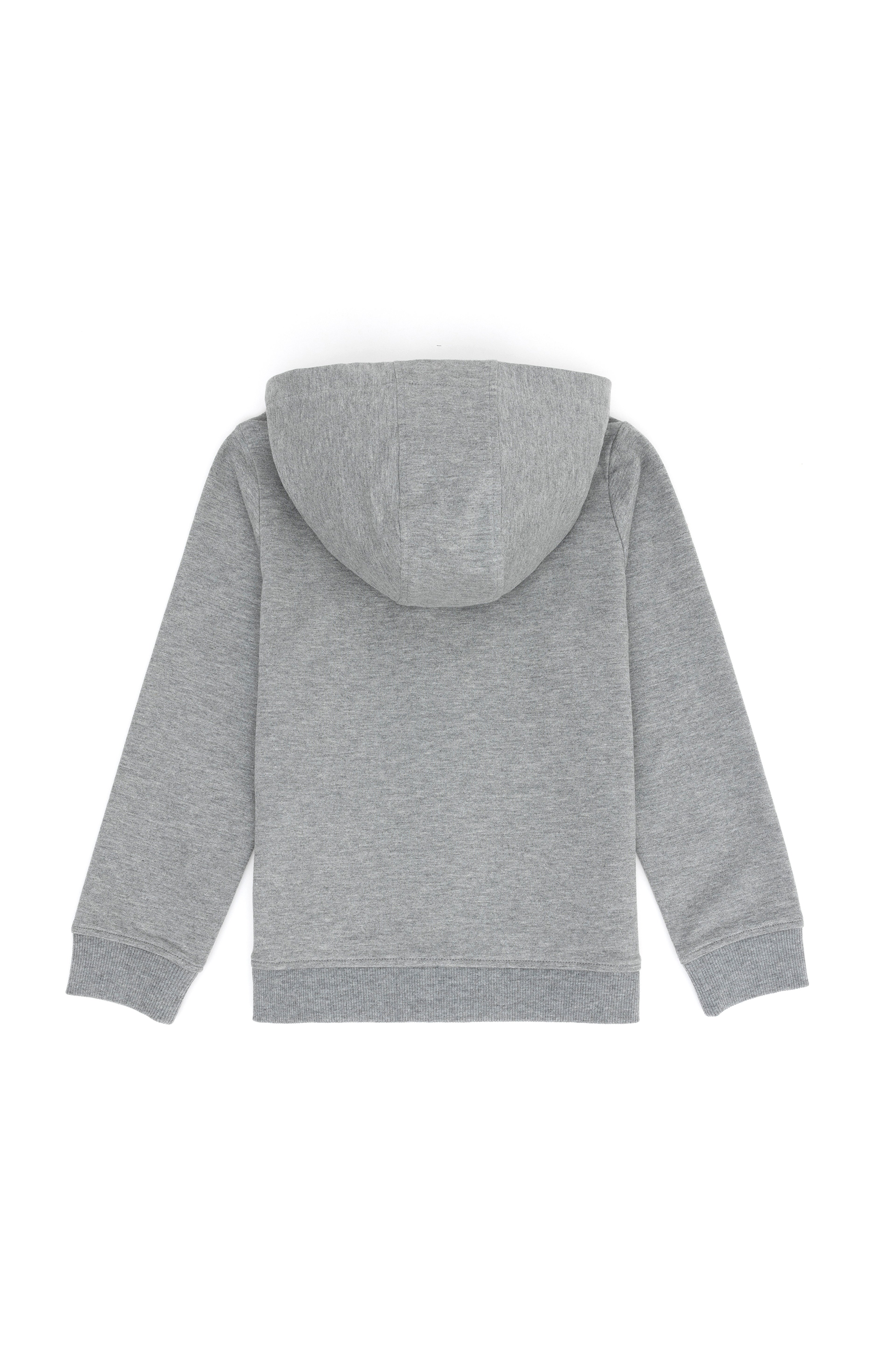 Çocuk Gri Melanj Fermuarlı Kapüşonlu Sweatshirt - Image 4