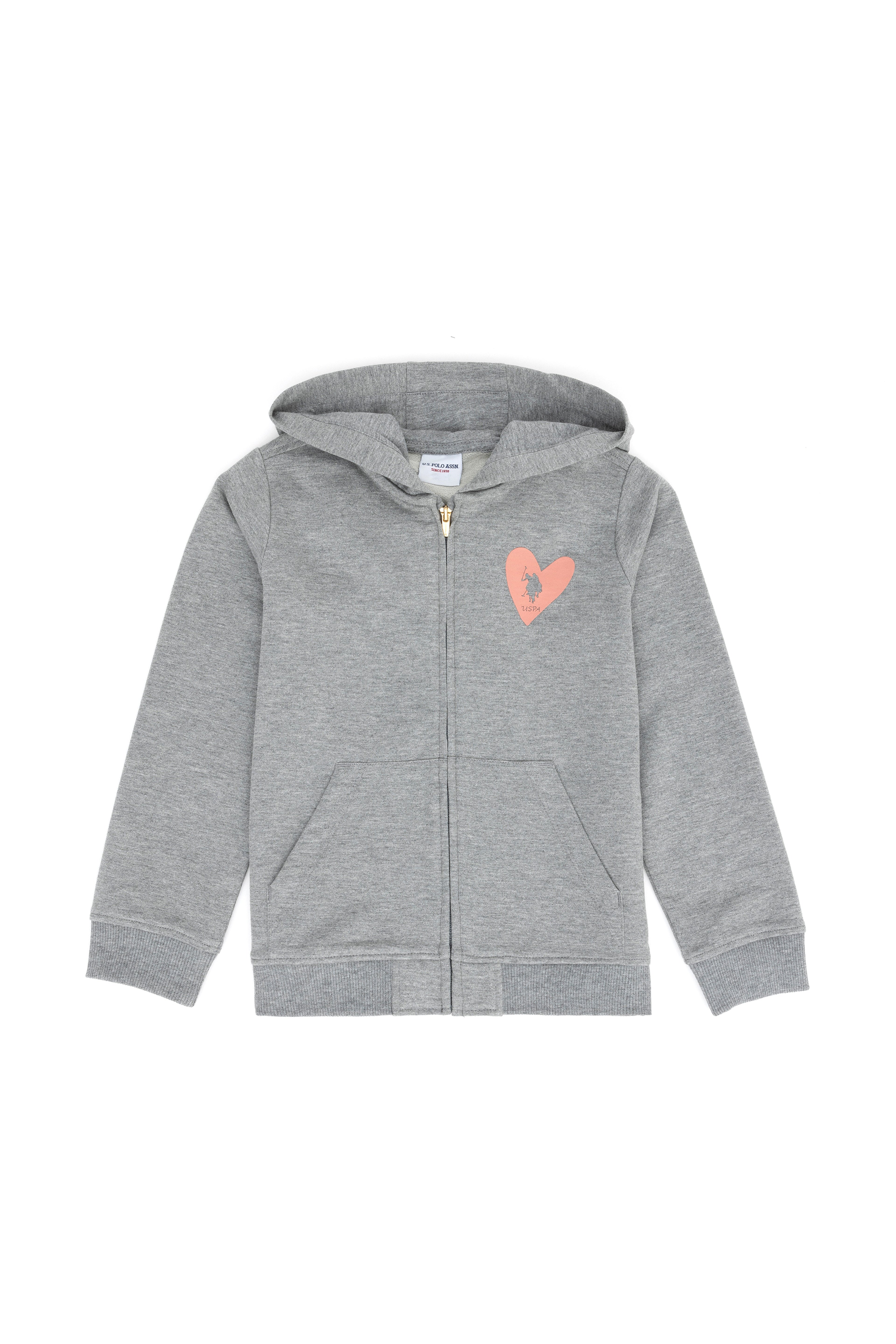 Çocuk Gri Melanj Fermuarlı Kapüşonlu Sweatshirt - Image 3