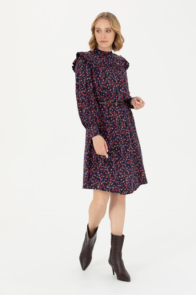 Kadın Lacivert Dokuma Elbise